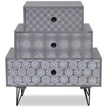 SOULONG Comodino con 3 cassetti di Diverse Dimensioni, Design Moderno, tavolino Rettangolare con Gambe in Metallo, Supporto per Telefono, per Camera da Letto e Soggiorno (Grigio)
