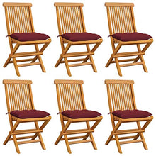 vidaXL Sedie da Giardino con Cuscini Rosso Vino 6 pz Massello di Teak