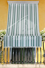 Tenda da Sole con Kit Ganci e Anelli in Tessuto Multirighe Resistente da Esterno o Balcone Misura cm 140x300 Dis.4 Colore Verde