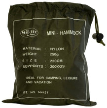 Mil-Tec - Mini amaca da campeggio / escursionismo / viaggio / giardino, in nylon, con custodia, colore: Verde oliva