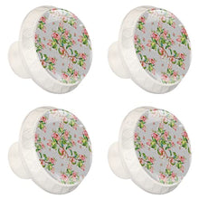 4 pcs White Cabinet Knobs for Kitchen Cabinets Bedroom Wardrobe Dresser Drawers Spring branches