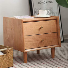 Comodino Moderno Mid Century, Comodino Laterale con 2 Cassetti Portaoggetti, Gambe in Legno Comodino Piccolo per Mobili Camera da Letto in Legno di Ciliegio 45X45X43Cm (18X18X17 Pollici)