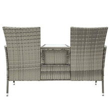 Belissy Panchina da giardino a 2 posti, resistente alle intemperie, in rattan sintetico, 2 posti, con 2 posti, cuscini da 5 cm, colore: grigio