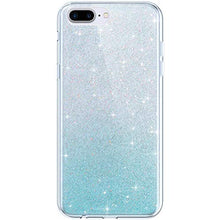 Saceebe Compatibile con iphone 7 plus/8 plus Custodia Silicone Transparente TPU Glitter Brillare Colore sfumato Custodia TPU Silicone Morbida Glitter TPU Cover Custodia Cover [Antigraffio],blu