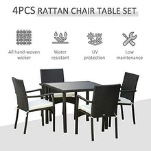 Set Tavolo con 4 Sedie da Giardino in Rattan Nero