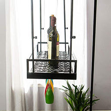 FCXBQ Portabicchieri da Vino Portabottiglie Regolabile Capovolto in Ferro Rustico Portabicchieri da Appendere Scaffale Decorativo per soffitto per Bar Ristoranti Cucine Rack