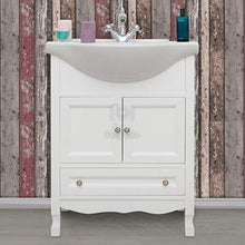 Arredo bagno shabby chic in legno bianco base con lavabo da 65 cm