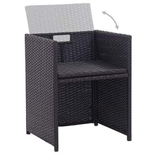 SKM Set da Pranzo da Giardino 17 pz con Cuscini in Polyrattan Nero (167.9kg) Nero-6431