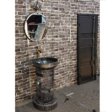 ZTGL Cilindrico Mobile da Bagno con Lavabo, Ferro Battuto Stile Industriale Mobile Bagno, Salvaspazio,Argento,with Mirror
