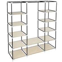 TecTake Armadio Guardaroba Pieghevole Cabina in Tessuto e Asta Appendiabiti | 12 Scomparti | 150 x 175 x 45 cm | -Disponibile in Diversi Colori- (Beige | No. 402527)