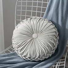Ynester - Cuscino rotondo, in velluto tinta unita, per sedia, divano, zucca, cuscino rotondo a pieghe, per casa, letto, auto, decorazione da pavimento (grigio chiaro)