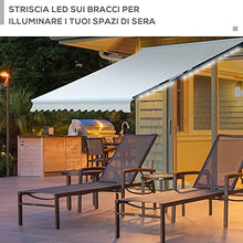 Outsunny Tenda da Sole 250x200cm per Esterno a Bracci con Apertura Automatica, Telecomando e Luci a LED, Beige