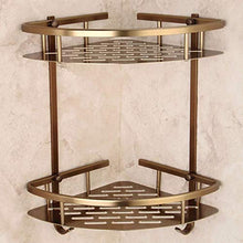 GYCS Mensola per Bagno Mensole per Bagno a 2 Livelli Materiale in Ottone Antico con Gancio per Accappatoio Cesto portaoggetti per Bagno Montato a Parete
