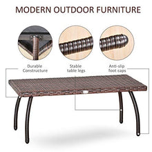 Tavolino Basso da Giardino 90x50x35 cm in Rattan Marrone