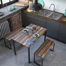 Versa Taline Tavolo da pranzo con due panche, Misure (A x L x l) 76 x 70 x 110 cm, Legno e metallo, Colore Nero