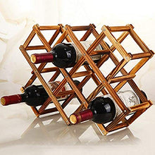 SWAMEY Foldable Wooden Wine Rack Organizer Display Shelf, 45 X 31 X 12Cm, Capacity 10 Bottle (Carbonized Color,No Oil Paint)