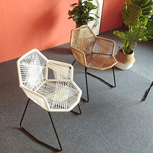 zvcv Sedia da Pranzo Intreccio Sedia in Rattan per Il Tempo Libero Moderna casa Semplice Balcone Patio Esterno Terrazza Schienale in Metallo Sedia Sedile