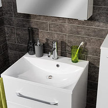 Facchellmann B.Clever - Set di mobili da bagno, 2 pezzi, 60 cm, con mobiletto sottolavello, in marmo pressofuso e armadietto a LED
