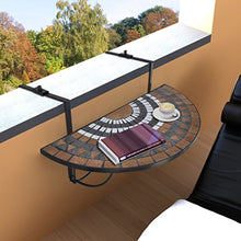 vidaXL Tavolo da Balcone a Mosaico Semicircolare Terracotta Bianca Espositore