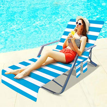 Serviette de Plage, Serviette Microfibre pour Chaise Longue, Housse de Chaise Longue De Plage Ou Piscine, Séchage Rapide/Plusieurs Poches/Poids Léger/Ultra Absorbant, Idéal Pour Bains De Soleil