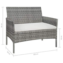 vidaXL Panchina da Giardino in Polyrattan Grigio con Cuscino Panca per Esterni