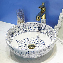 Jgophu - Lavabo da appoggio in ceramica, dipinto a mano, stile vintage