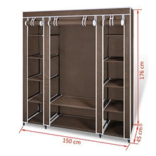 SHENGFENG Tessuto Armadio con Scomparti per Vestiti e Scarpe con Velcro e Cerniere 45 x 150 x176 cm Marrone
