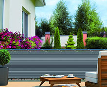 Hecht Paravento per balcone 6 m x 90 cm, grigio a righe con cordino, 300820122-HE