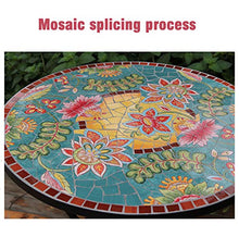 HZWZ Tavolo D'accento Rotondo A Mosaico, 27,5"Tavolino con 2 Sedie, Arredamento di Piante per Portico per Patio, Set di Bistrot A 3 Pezzi,1 Table