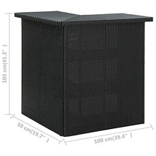 FAMIROSA Tavolo da Bar ad Angolo Nero 100x50x105 cm in Polyrattan