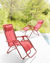 Zero Gravity - Sedia a sdraio in metallo, colore: Rosso/Rosa: resistente modello Premium (sdraio da giardino reclinabile, sedia da spiaggia)