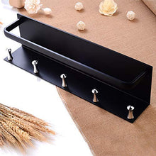 AGGF Mensole per Doccia da Bagno Mensola per Bagno Doccia Oragnizer Mensole per Bagno in Alluminio Decorativo con 5 Ganci Supporto per portasciugamani Singolo a Parete Nero