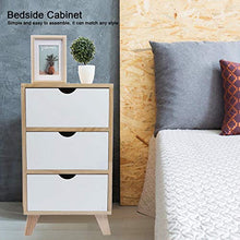 HYM Semplice Comodino con Tavolo da Notte A 3 Cassetti per Camera da Letto Interna Facile Installazione