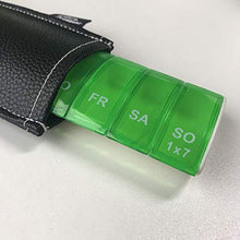 aoory - Custodia per pillole in pelle a 7 griglie, contenitore per medicina, contenitore per pillole