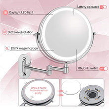 Himimi Specchio cosmetico a LED Illuminato con Specchio cosmetico ingrandimento 1x / 7X, Specchio cosmetico da Parete con Luce Touch Button Regolabile, Rotazione a 360 ° e Verticale