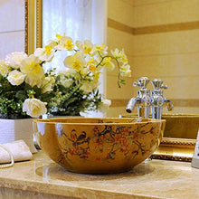 Jgophu - Lavabo in ceramica con finitura gialla Art Wash Basin dipinta a mano