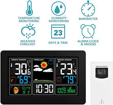 Kalawen Stazione Meteo Automatica Digitale Wireless Meteorologica con Ampio Schermo LCD Display Sveglia Tempo Data Temperatura umidità Previsioni Meteo con Sensore Esterno Wireless