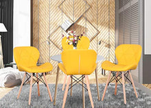 Sweethome - Set di 4 sedie da pranzo in stile retrò e moderno, in pelle imbottita e curva, per vivere (giallo)