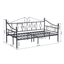 AINGOO Letto di Riposo in divani Letto in Metallo con Gambe e testiera per Materasso 90 * 190 cm Nero