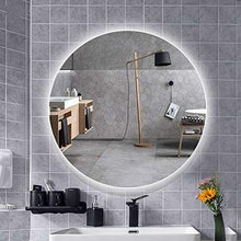 L&ED Specchio Rotondo da 60 Cm, Specchio per Bagno A Parete Retroilluminato A LED, Senza Cornice (Luce Bianca/Luce Calda)