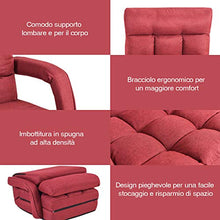 COSTWAY Poltrona Divano, Sedia da Terra con Braccioli e Cuscino, 5 Livelli Regolabili, Multifunzione e Pieghevole, 70 x 56 x 54 cm, Bianco/Rosso/Blu (Rosso)