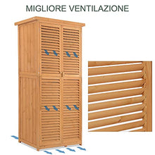 Outsunny Capanno per Attrezzi e Utensili da Giardino con 4 Scompartimenti in Legno di Abete Impermeabile 87x46.5x160cm