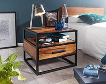 KADIMA Design Comodino Sheesham Legno Metalloo Industriale