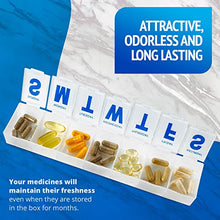 Organizer per pillole settimanale - Confezione da 4 planner per pillole extra large da 7 giorni e organizer per pillole giornaliero e promemoria per i farmaci, dal lunedì alla domenica, senza BPA
