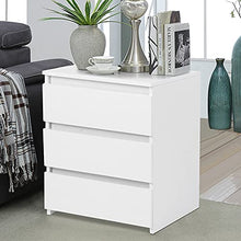 Wakects Comodino bianco moderno con 3 cassetti, 45 x 38,2 x 56 cm, mobile da notte per camera da letto