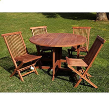 San Marco Tavolo Tondo richiudibile in Teak 120 cm e 4 sedie