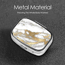 Scatola quadrata per pillole medicinali in pietra di marmo astratta bianco grigio argento oro carra moda pillola organizer viaggio pillola caso dispenser per vitamine integratori