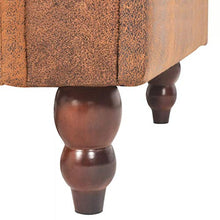 Festnight Divano Letto Chesterfield Moderno con Braccioli Pelle Scamosciata Sintetica Marrone