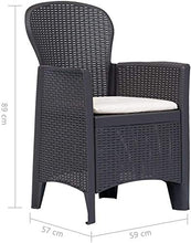 TOMAINO Salotto da Giardino in plastica Simil Rattan 2 poltrone e 1 tavolino