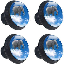 Elefante sulle nuvole chiaro cielo blu Pomelli per Porta Set di 4 Pomelli per Mobili Manopole per Cassetti Cucina Armadio Vetro
